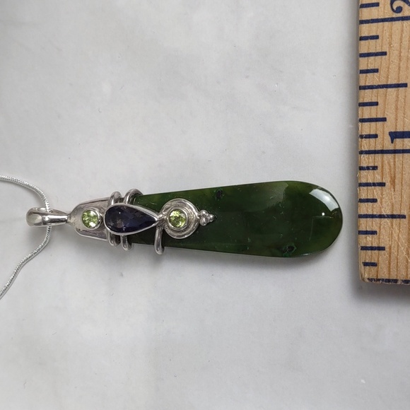 Sajen Jade/Amethyst/Peridot/Sterling Silver Pendant - Picture 5 of 7